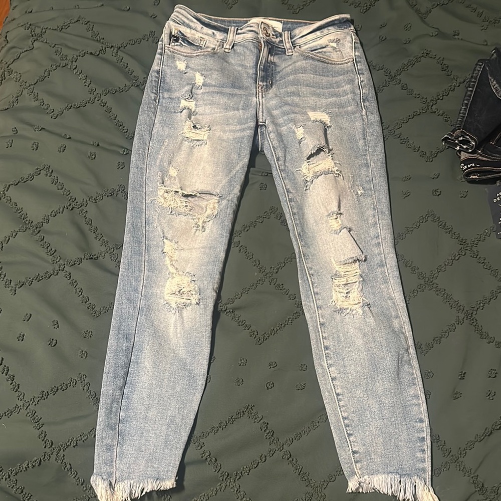KanCan Blue Skinny Jeans with Distressed Details